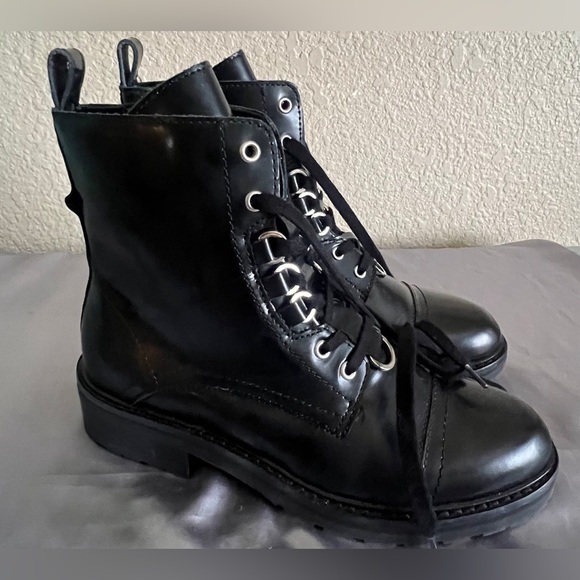 Allsaints Lira Black Leather Combat Boots 38 New - Picture 9 of 10